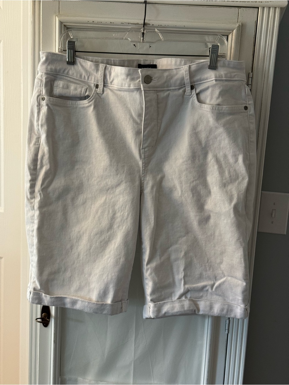 NYDJ Briella White Denim Shorts with Cuff Size 16